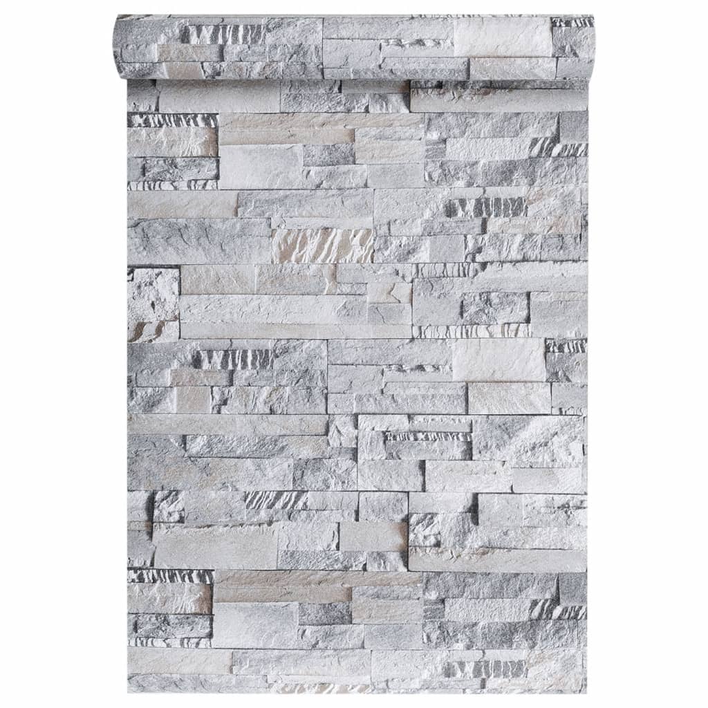 Wallpaper 3D Stone Look Grey and Brown 10x0.53 m Non-woven